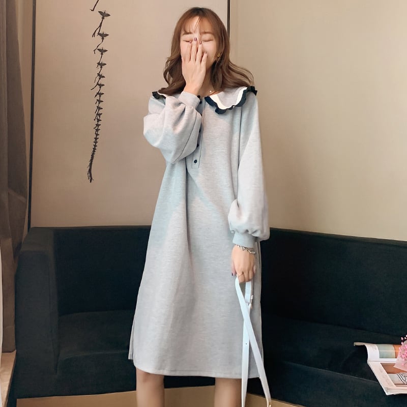 【新作】【送料無料】 マタニティウェア2020春秋新作ファッションドールカラープラスサイズドレスミドル丈トレンディマタニティドレス-アリババ 大きめサイズ スプリング 春物 オータム 秋物 expec217483620361