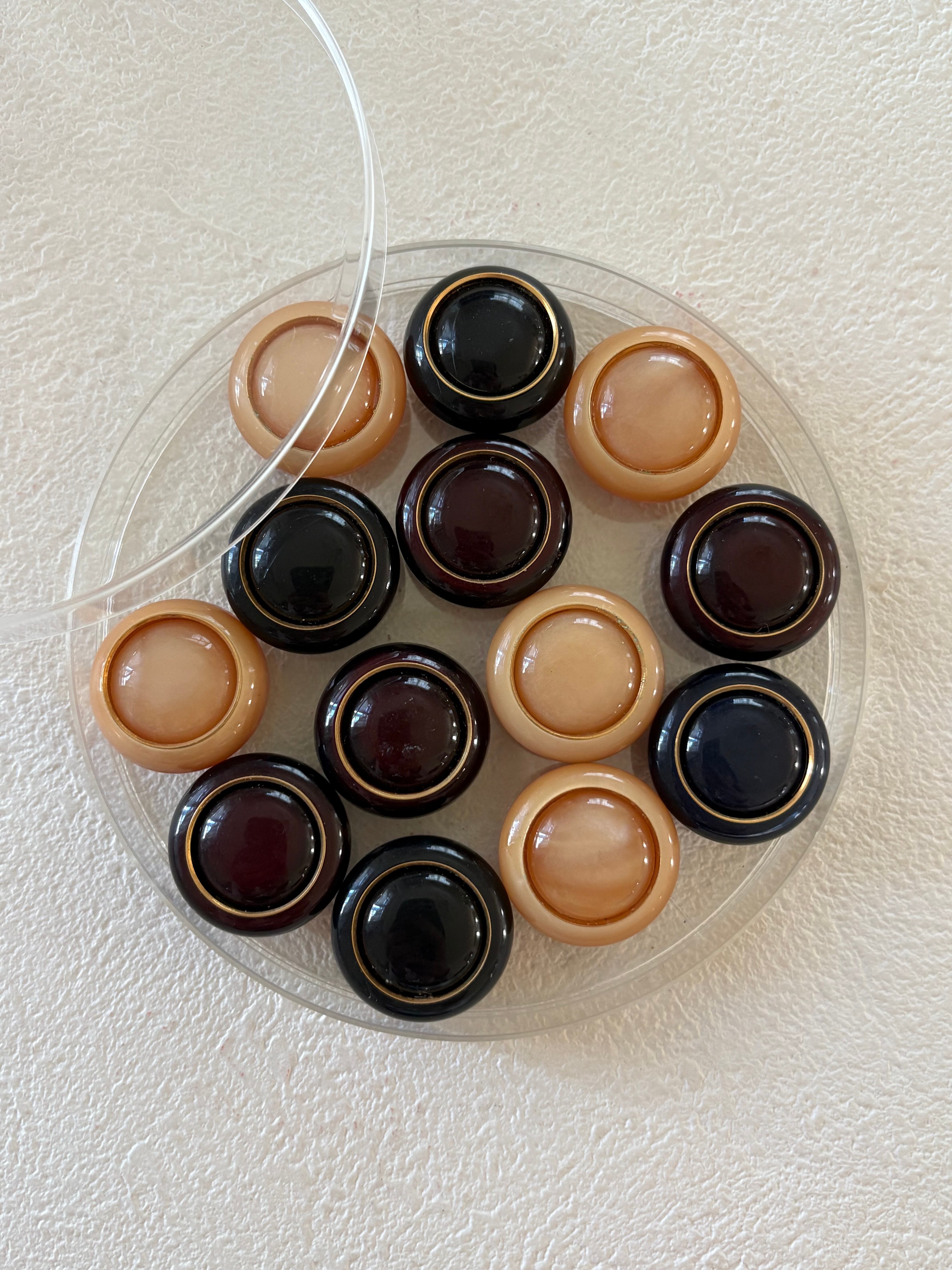 Japanese Vintage ヴィンテージボタン ピンク/ブラウン/ブラック 19mm レトロボタン アクセサリーパーツ 装飾材 カルトナージュ