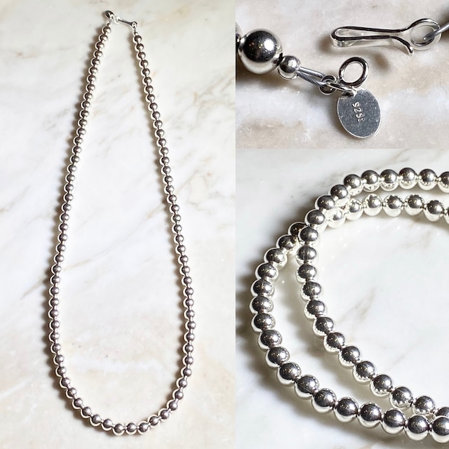 navajo silver beads necklace 50cm φ5mm