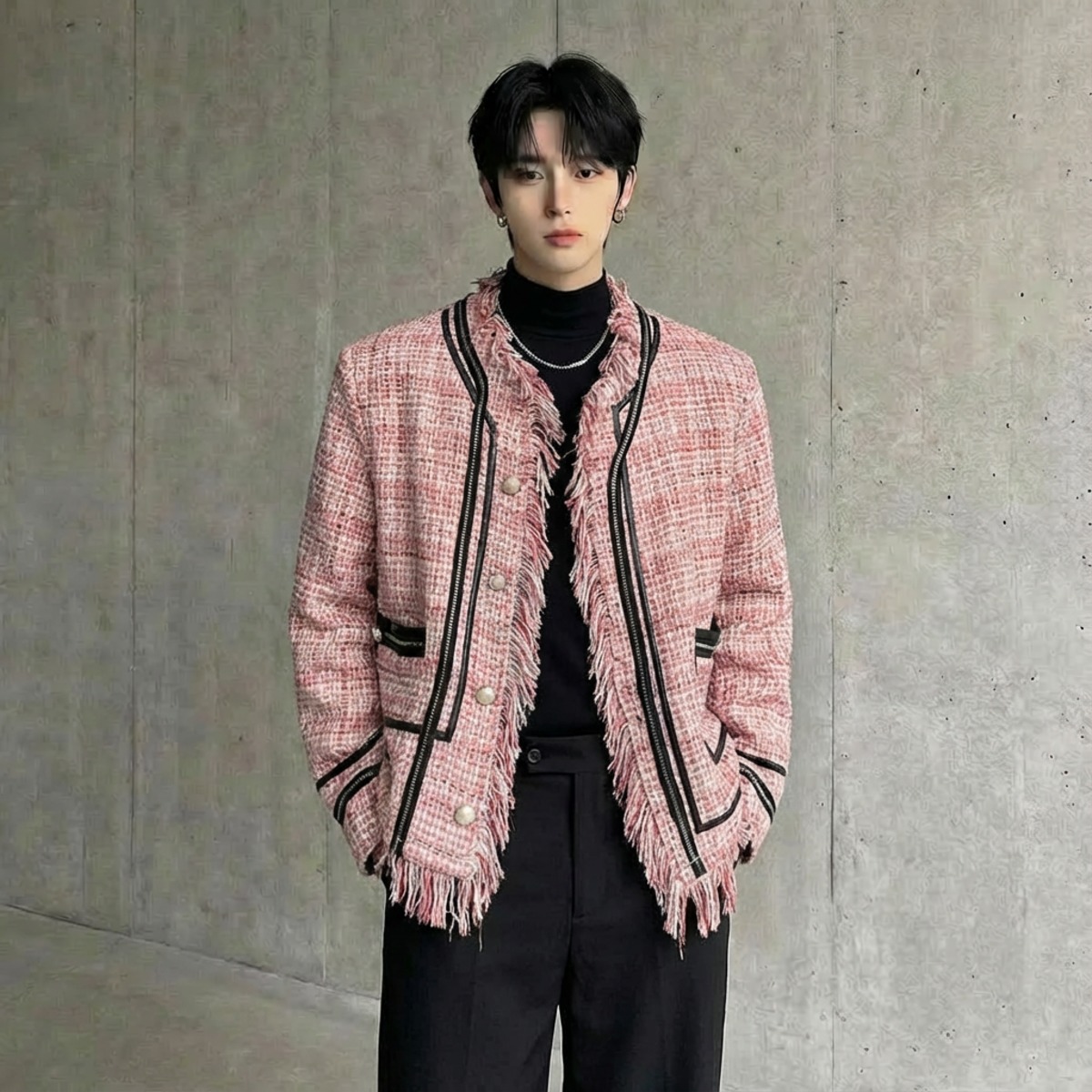 ツイード フリンジ ノーカラー ジャケット ツイードフリンジノーカラージャケット - ジャケット/アウター通販