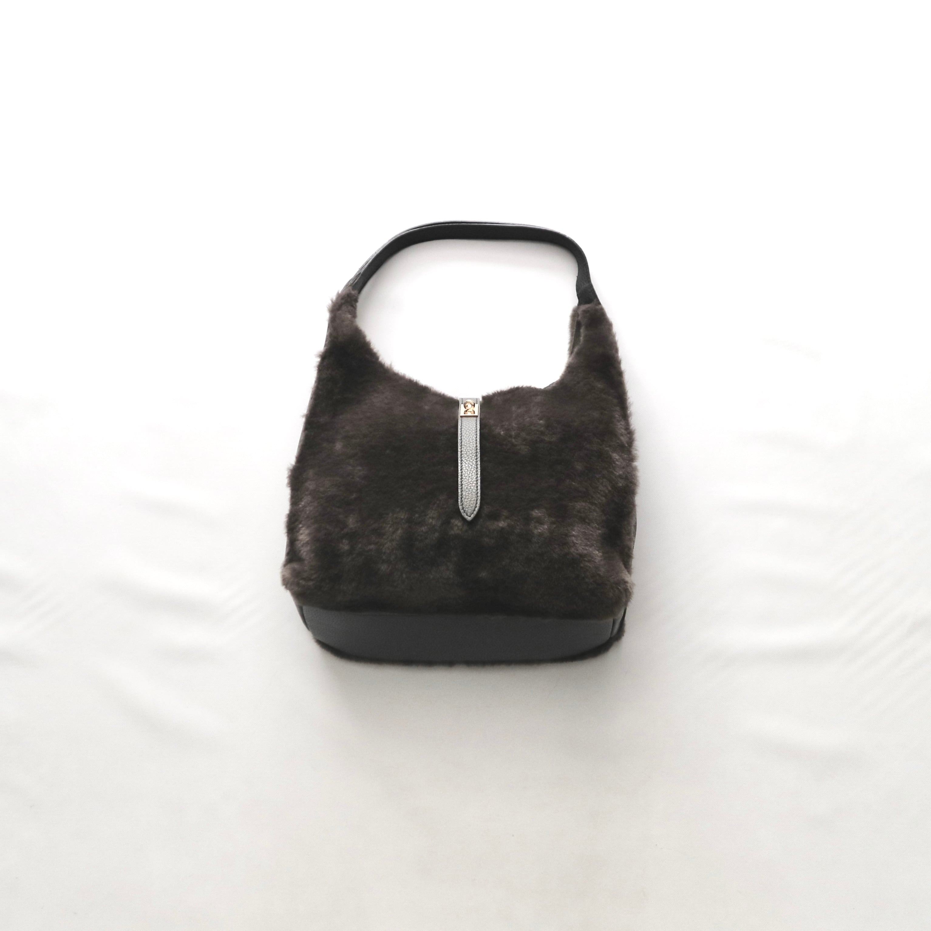【VIOLAd'ORO ヴィオラドーロ】-ELMO- ITALIAN LEATHER×ECO FUR TOTE BAG イタリアンレザー×エコファートートバッグ V-8969