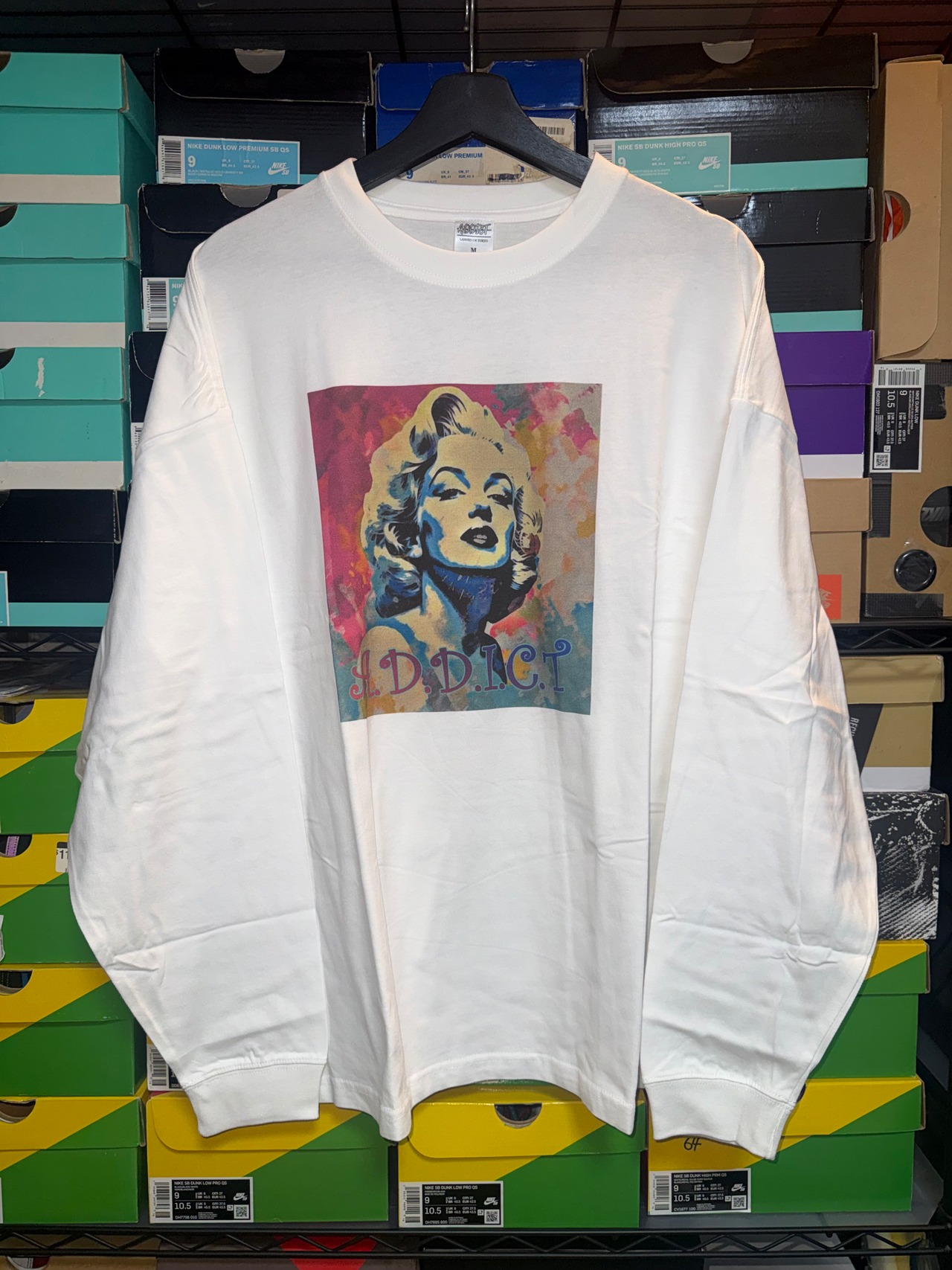 【SAMPLE】A.D.D.I.C.T Marilyn Monroe Photo  L/S Tee White【Medium】