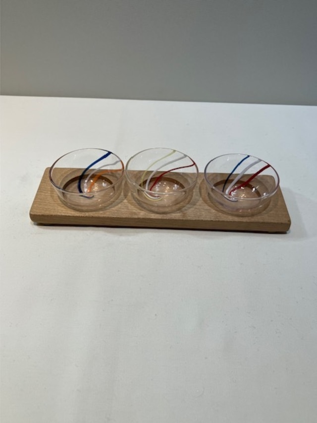 ⑧-5　【珍味入れ＆杯セット】珍味・おつまみ用　贅沢な器　耐熱ガラス製　KOZO=K3