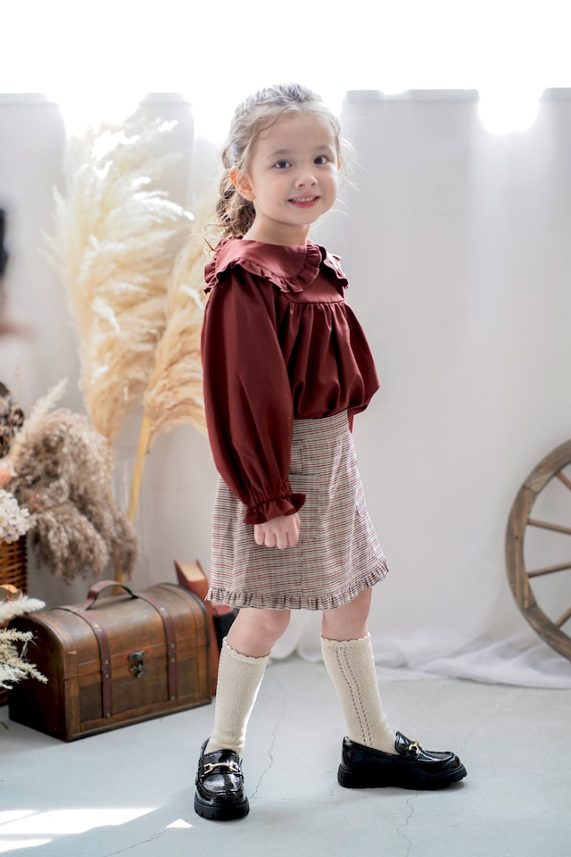 ヘムフリルスカート風ショートパンツ<Red check>