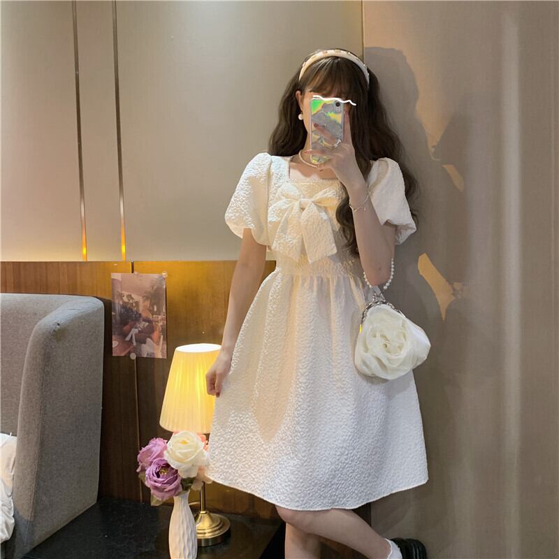 サブカル 服 地雷系 通販 ソフトロリータ ワンピ 半袖 レース リボン JKファッション 普段着 ガーリー 甘め ロマンティック ゆめかわ