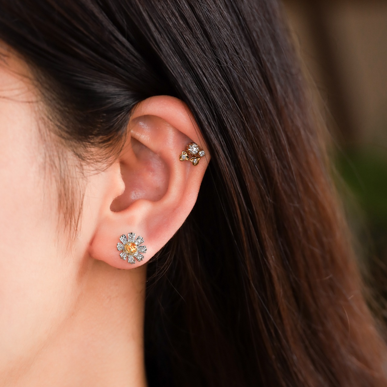 ダイヤモンドK18YGピアス　J-492 - 2