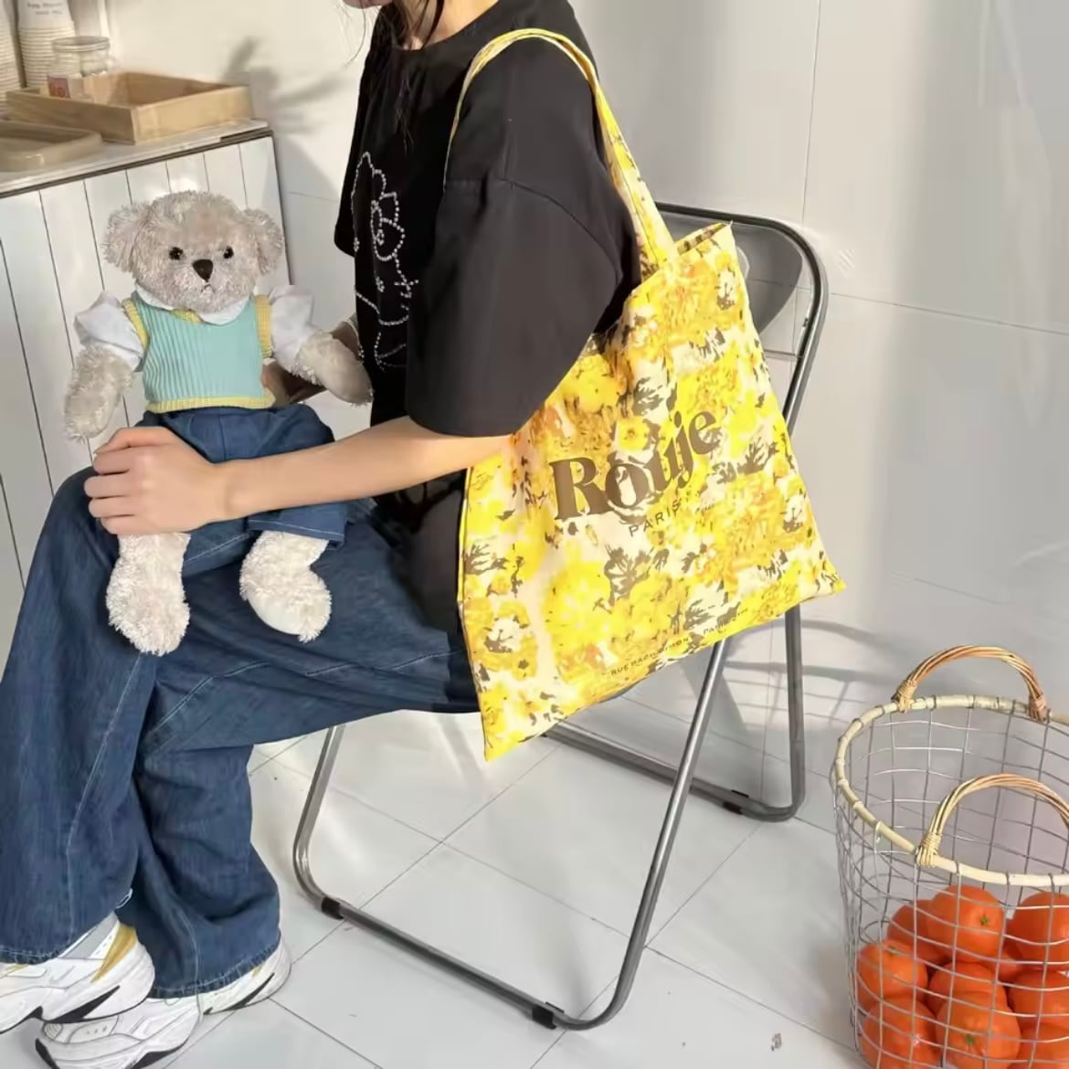 multi pattern tote bag