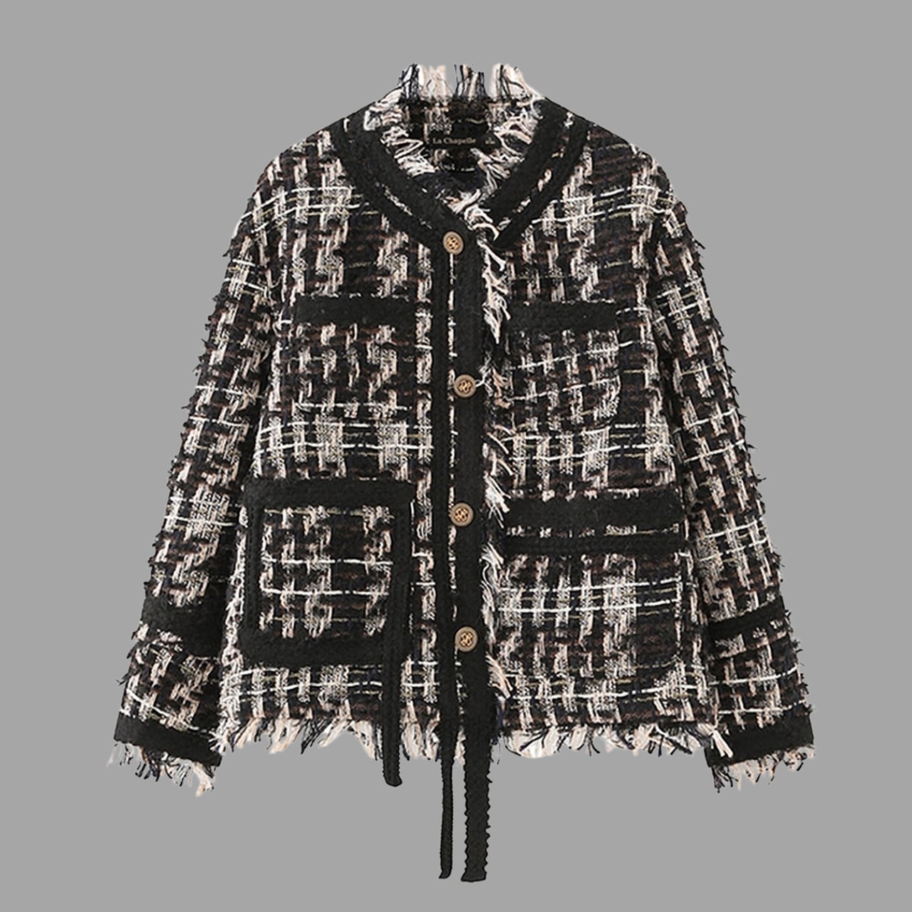 タッセルエッジツイードジャケット R00534