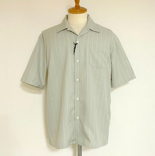 Reflax® CANAPA Stripe Open Collar Half Sleeve Shirts　Lt Greige Stripe