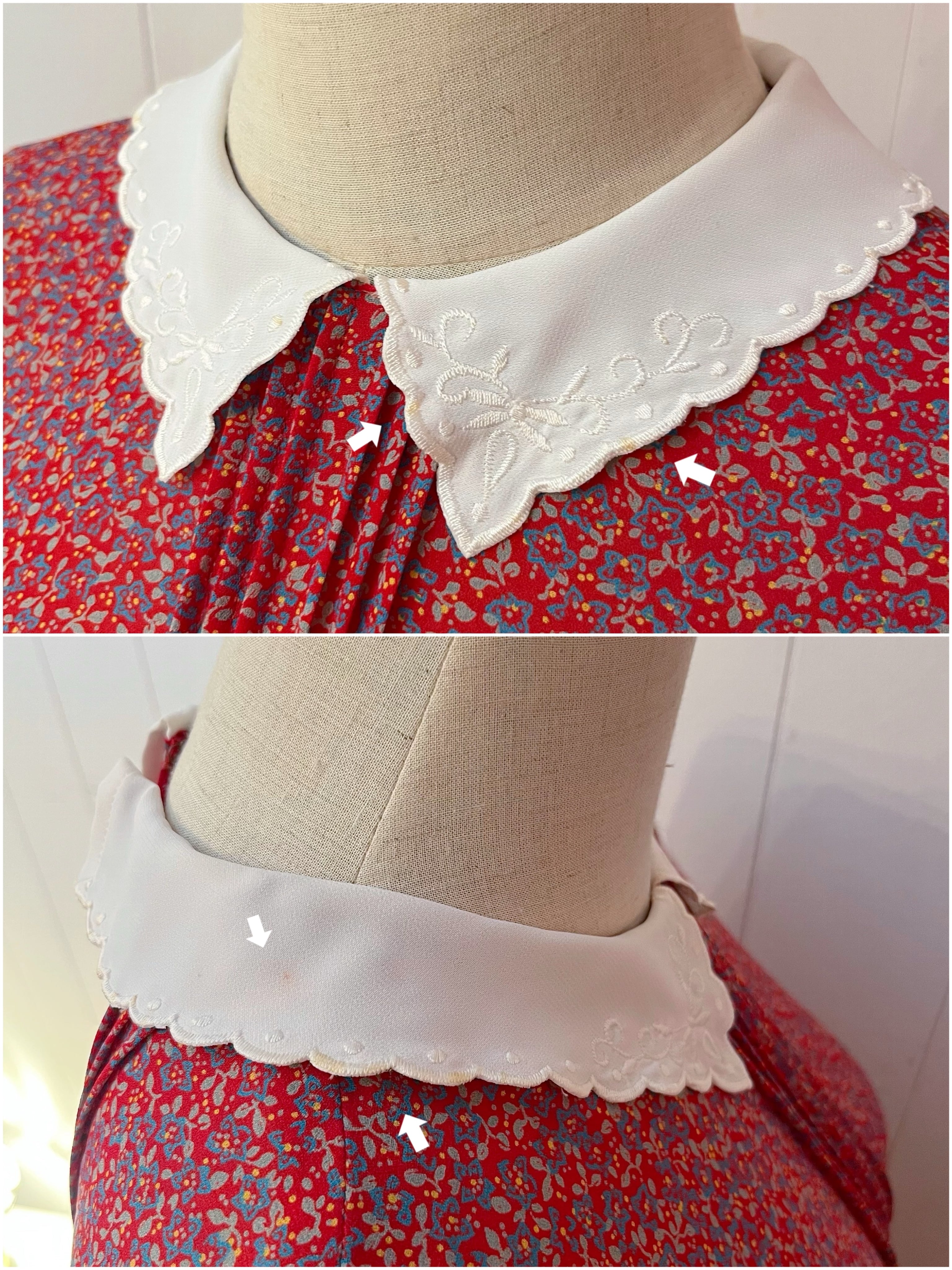 white scallop collar mini flower one-piece