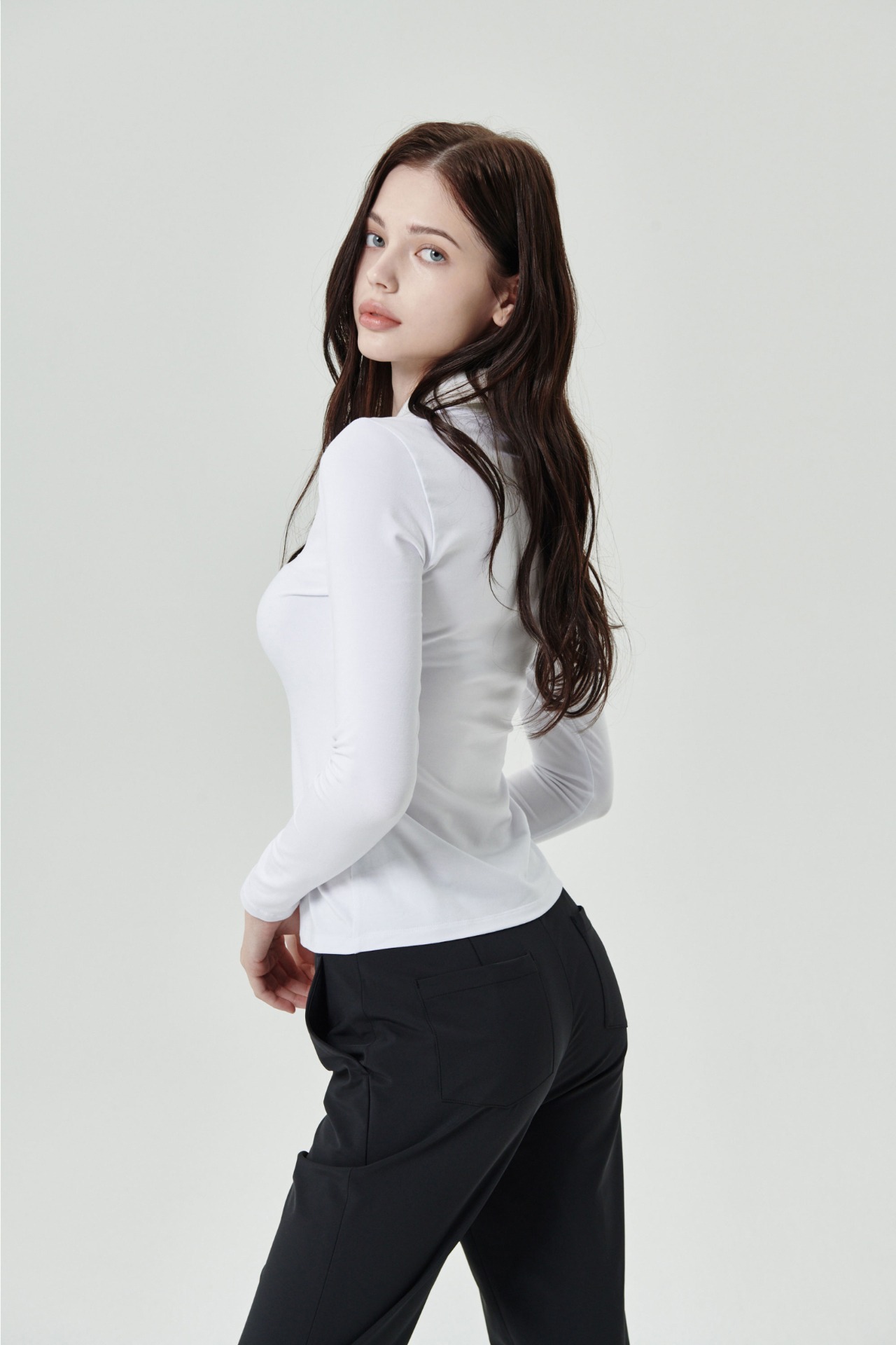 GOXO ゴーエックスオー VネックスリムフィットカラーTシャツ ホワイト