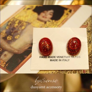 ベネチアンガラス goldred イヤリング