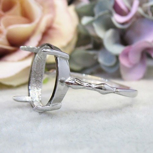 アウトレット12×10㎜ オーバル ４爪 フラット S925 ダイヤパターン SV