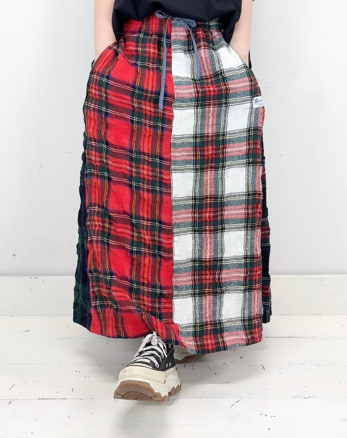 快晴堂　チェック柄 パッチワーク ロングスカート スカート | syozikiya online shop