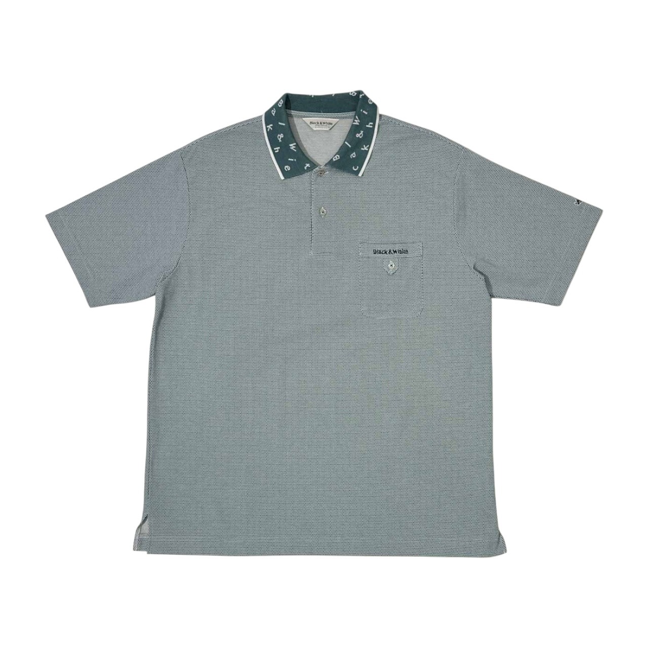 Black&White ブラックアンドホワイト ブラック&ホワイト ロゴ刺繍 ポケット付き 半袖 ポロシャツ LL /メンズ/ゴルフ/日本製