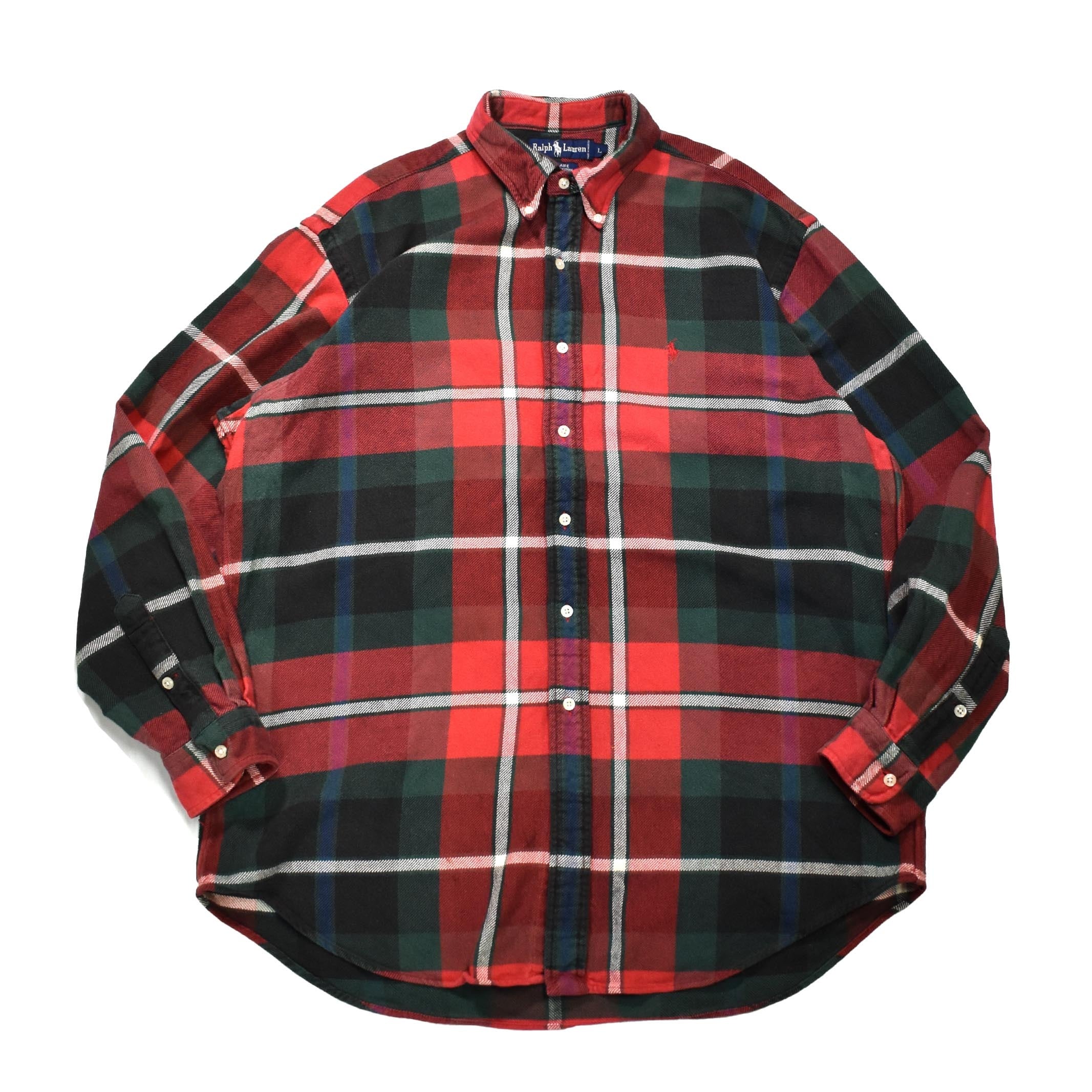 XL] 90's JAZZMAN Ombre Plaid Collarless Flannel Shirt | mongos