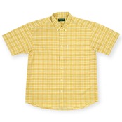 美品◆Munsingwear マンシングウェア シアサッカー ボタンダウン BD チェック柄 半袖シャツ サイズ MA/イエロー系/ゴルフ/日本製