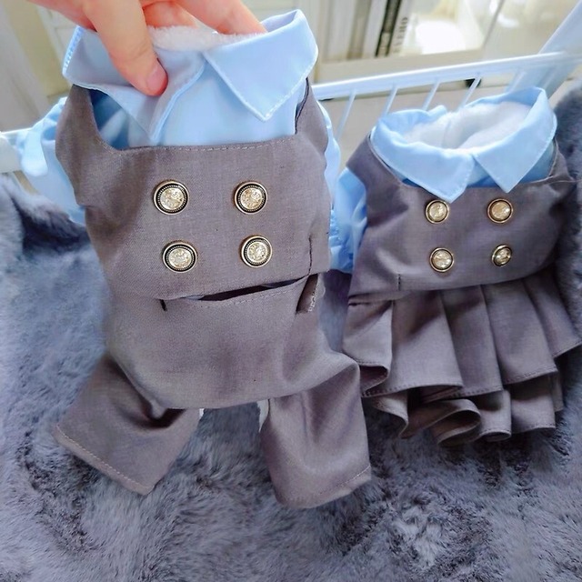 ＜２型展開＞裏起毛グレー制服風ロンパース・ワンピース0247