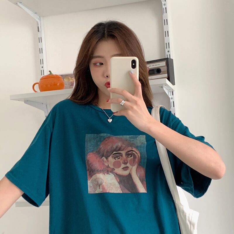 スタンダードTシャツ サマー薄手ルーズ レトロ 夏物 スーパーモール89552774898