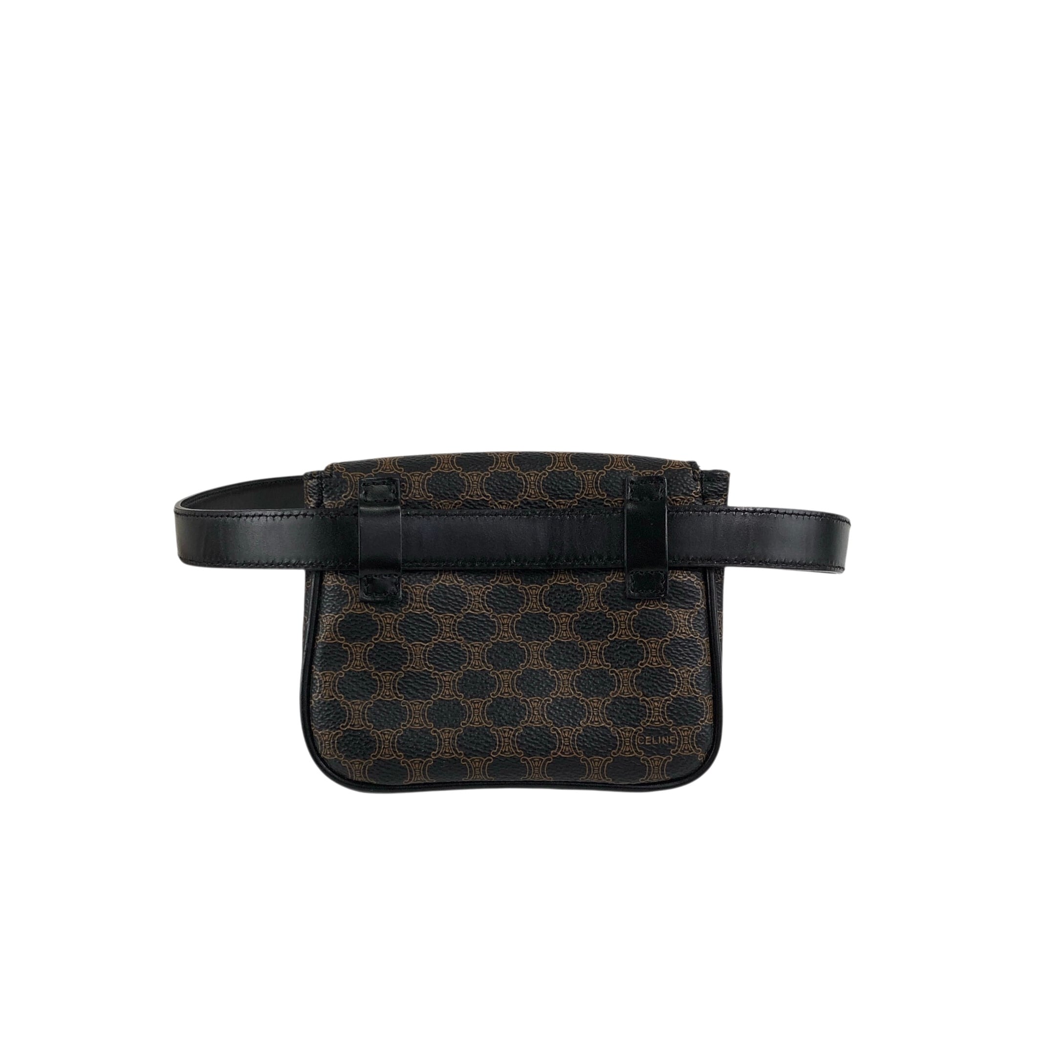 CELINE セリーヌ マカダム ショルダーバッグ ブラック PVC レザー