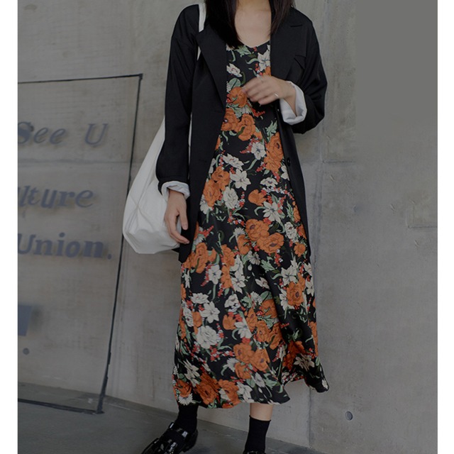 floral print chiffon sleeveless dress L0229