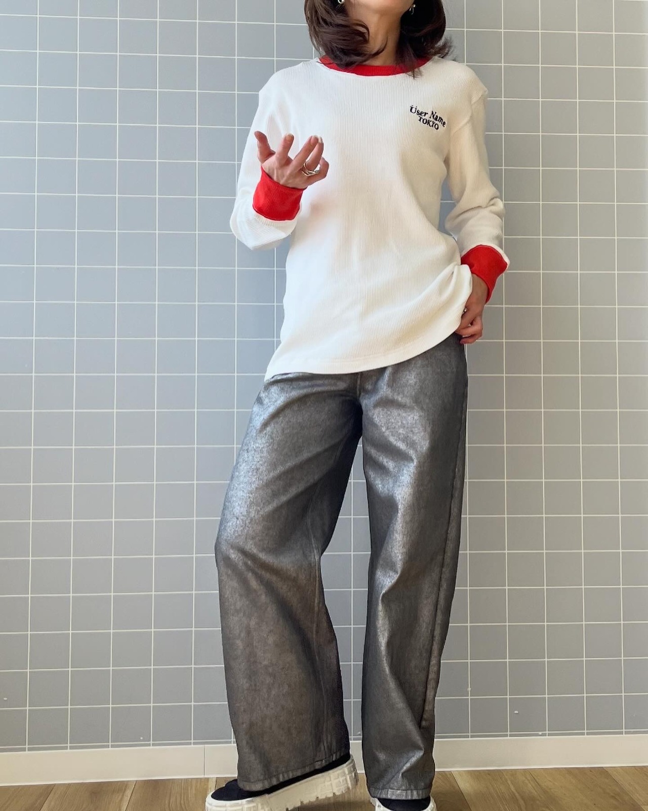 ミカーレミカーレ MICALLEMICALLE micallemicalle　ユーザーネームトウキョウ　ワッフルプルオーバー