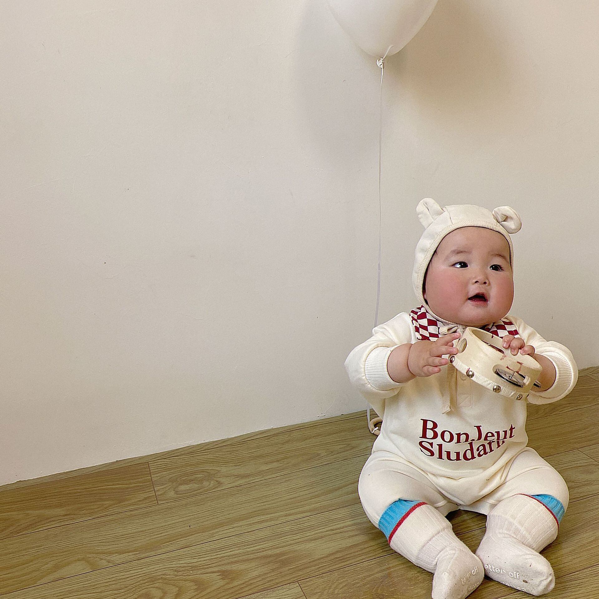 【BABY】チェック襟オシャレロンパース