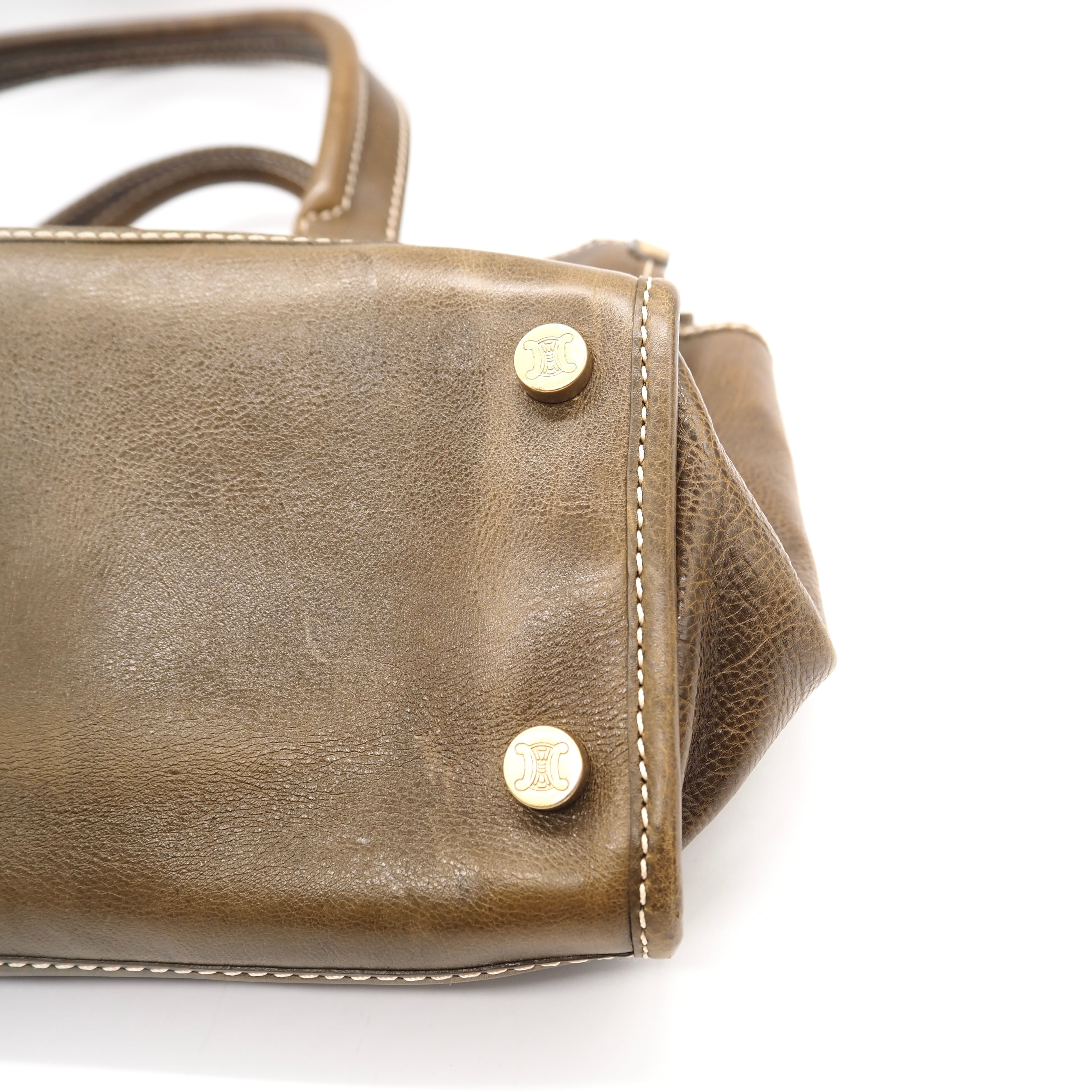 CELINE セリーヌ マカダムダブルポケットリンク ハンドバッグ レザー