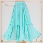 社交ダンス 衣装 スタンダード スカート レッスンウェア レディース U:NA 水色 ブルー系 無地 フォーマル フェミニン 爽やか 練習着 サテン風 二重スカート ふんわり すそ広がり ライトブルー スカイブルー 水色系 ダンス衣装 女性用 チャチャ ワルツ タンゴ 練習用 レッスン用 発表会用 舞台衣装 フォーマルウェア 上品 シフォン風 風通し おしゃれ エレガント きれいめ フリル裾 動きやすい オシャレ 羽織なし スカート単品 ファスナー付き