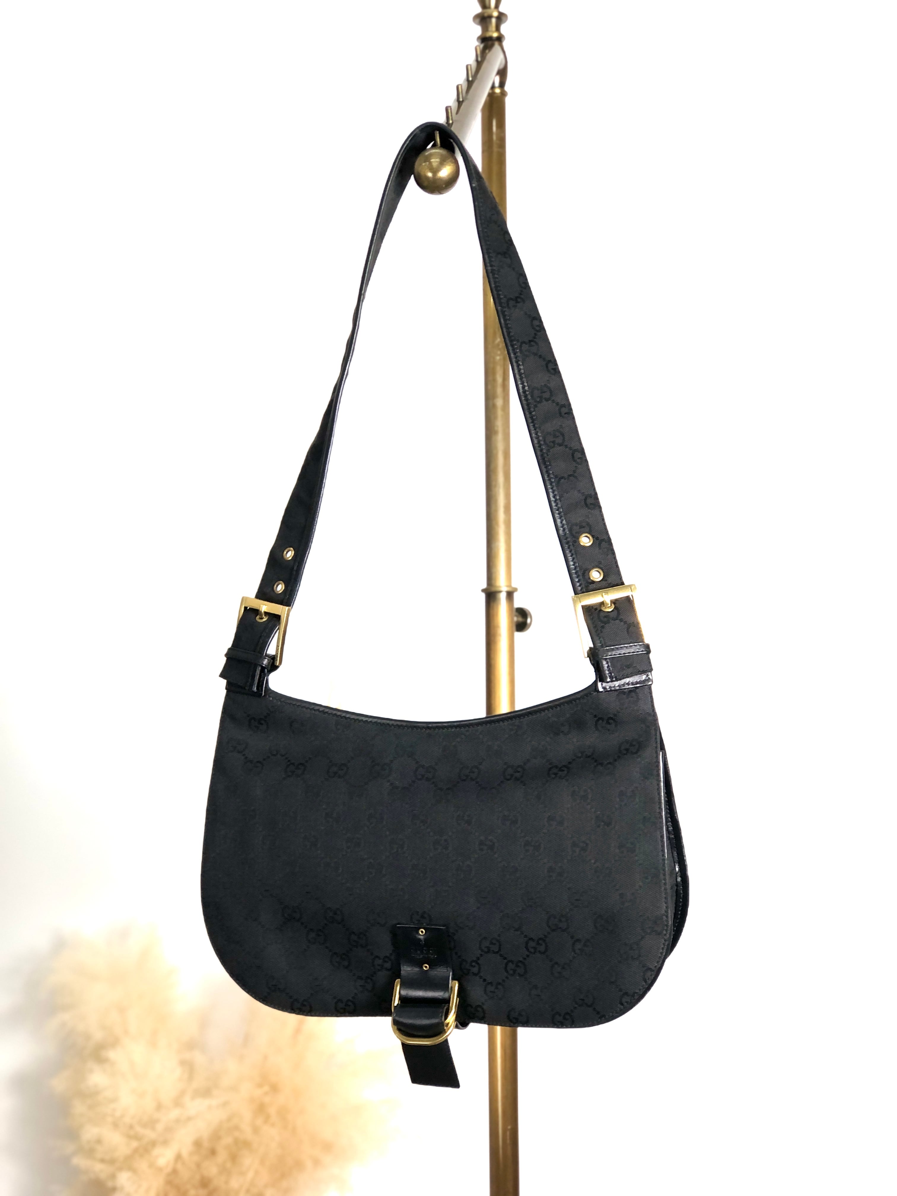 GUCCI グッチ GGキャンバス ショルダーバッグ ブラック キャンバス vintage ヴィンテージ オールド p4jxj7