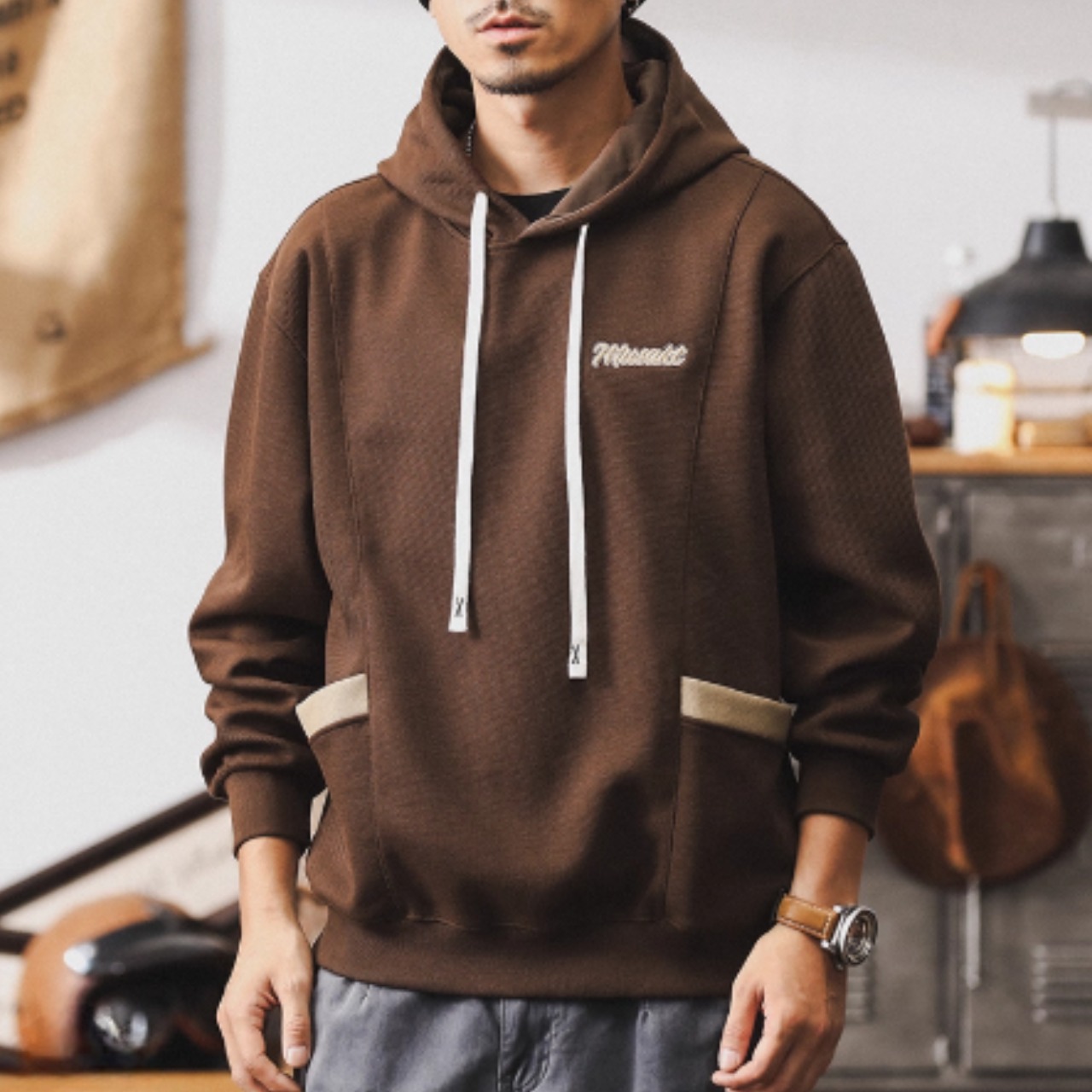 ロゴ刺繍プルオーバーパーカー　TB1716・画像3