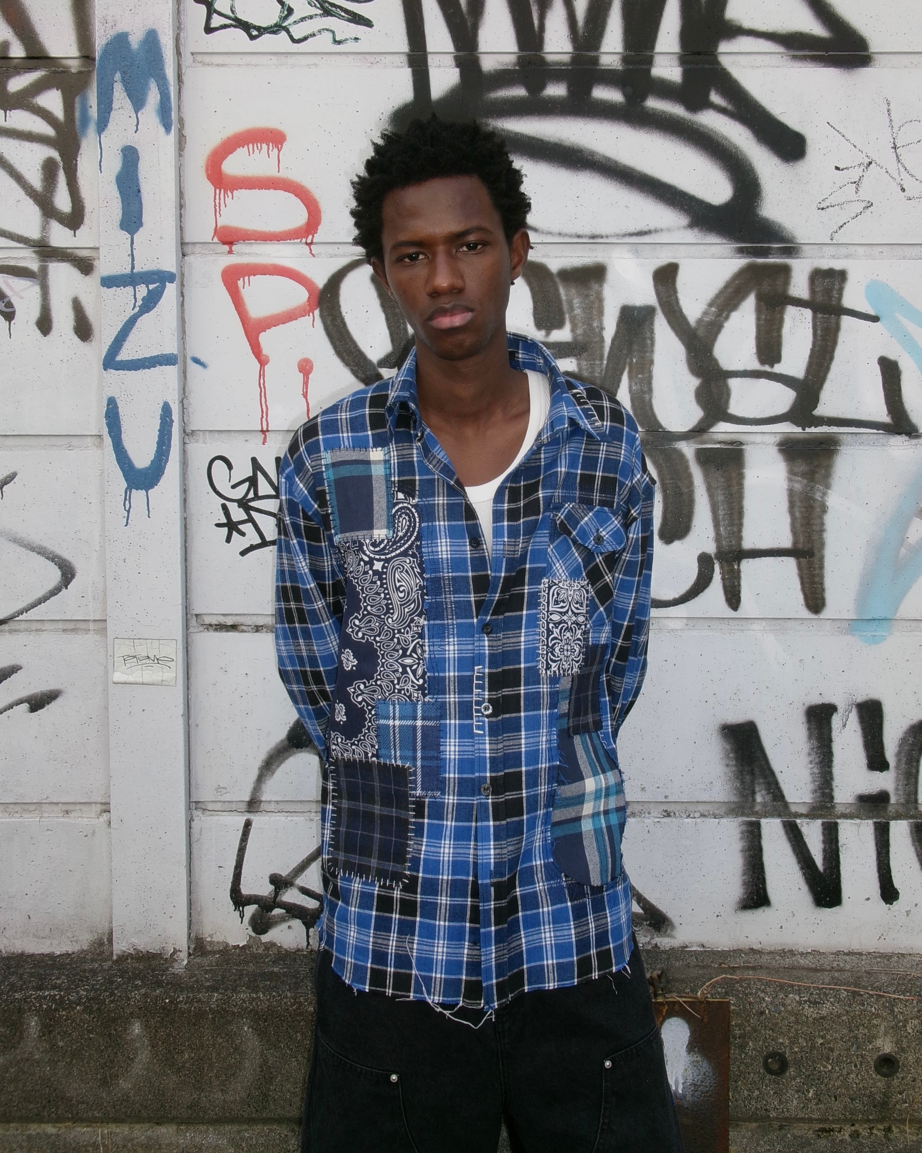 Bandana Short-sleeve Shirt c/# Vintage Processing Black