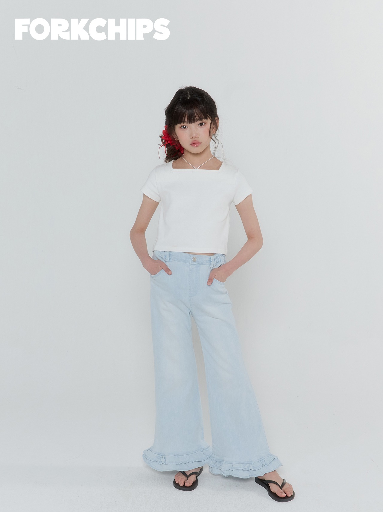 [FORKCHIPS] Edge Ribbon T-shirt (JS/JM/JL/JXL) / [포크칩스] 엣지리본티셔츠 (JS/JM/JL/JXL)