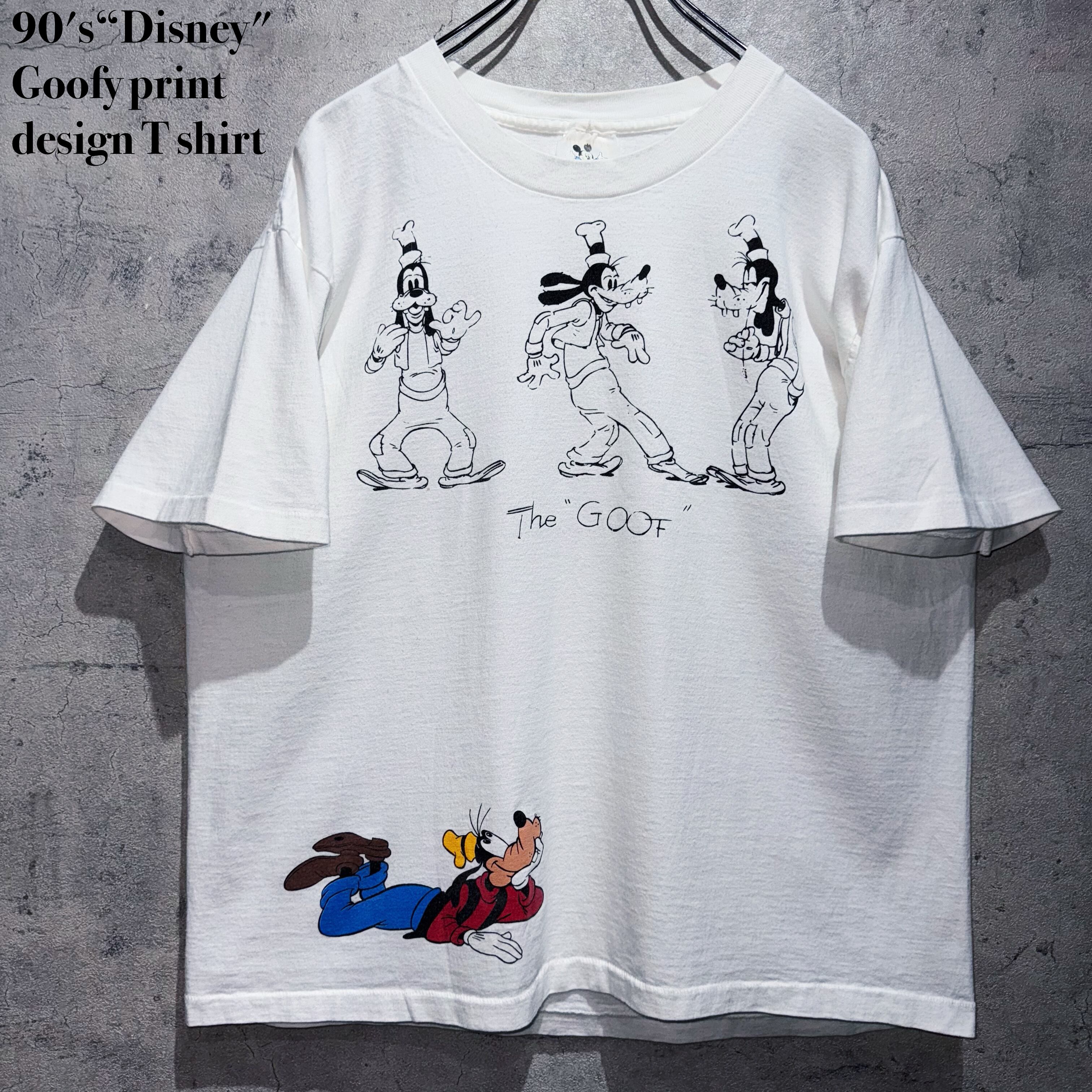 90's“Disney"Goofy print design T shirt