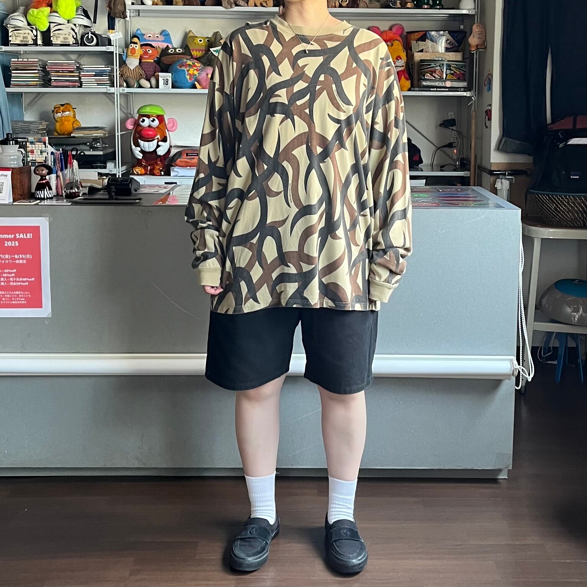 XL：00s Asat Camo アサット カモ トライバルカモ 長袖 Tシャツ ロンT