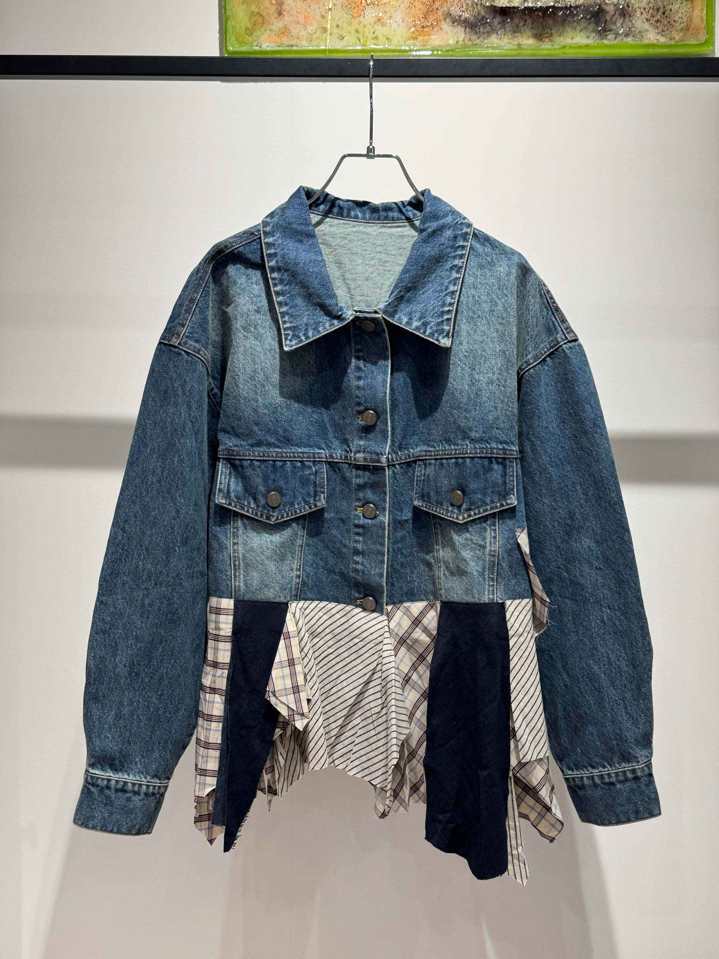 shirt docking irregular hem denim jacket