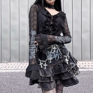 新品 正規品 HeartCore ロンT 黒 DimMoire 地雷系 サブカル 楽天市場】地雷 ロング Tシャツ 地雷系 病みかわいい リボン 骨
