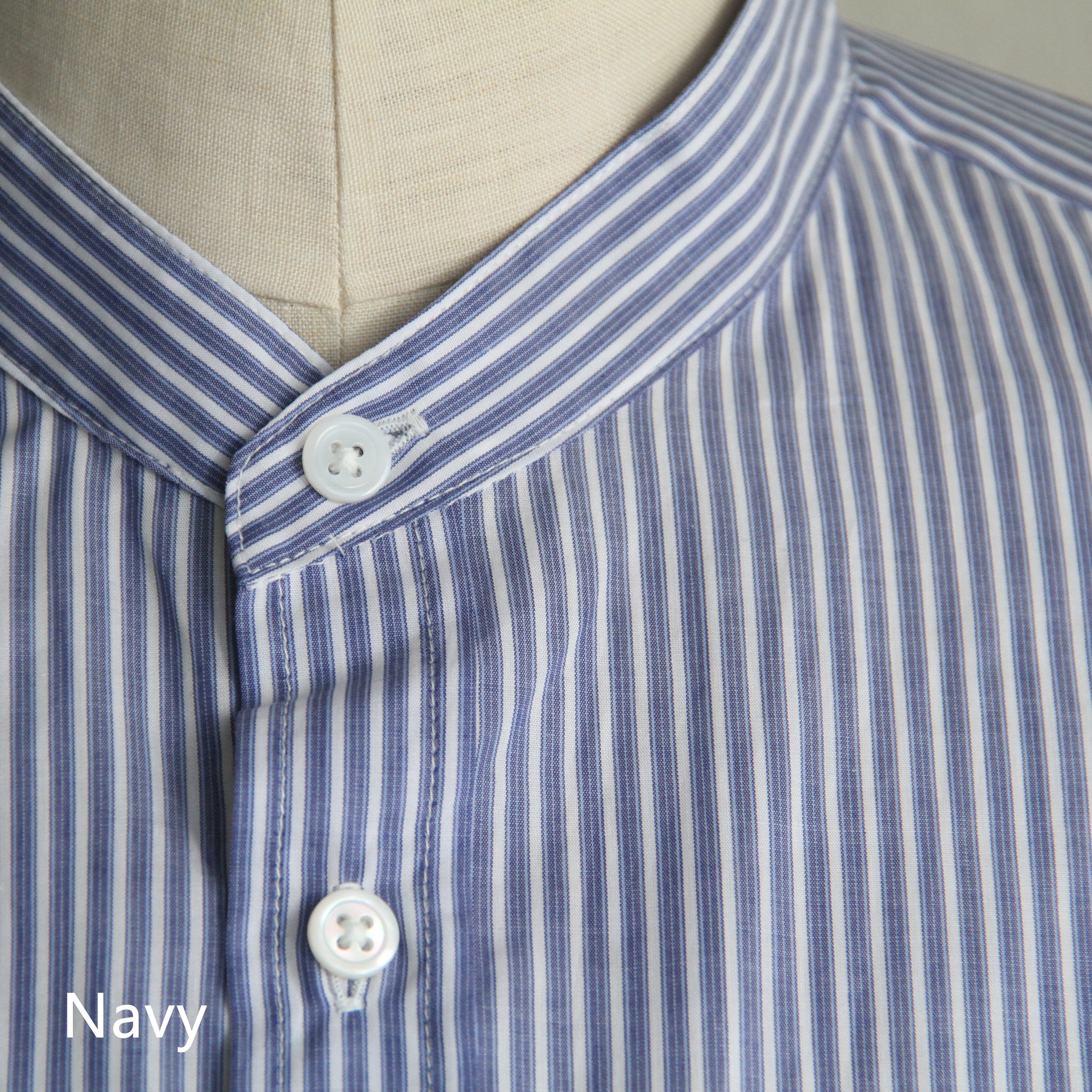 STILL BY HAND Cotton stripe band collar shirt | Terminal