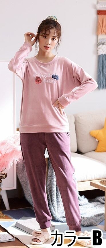 シルク100%絹 美肌保湿 丸首 長袖パジャマ 上下セット F 小花柄 シルク