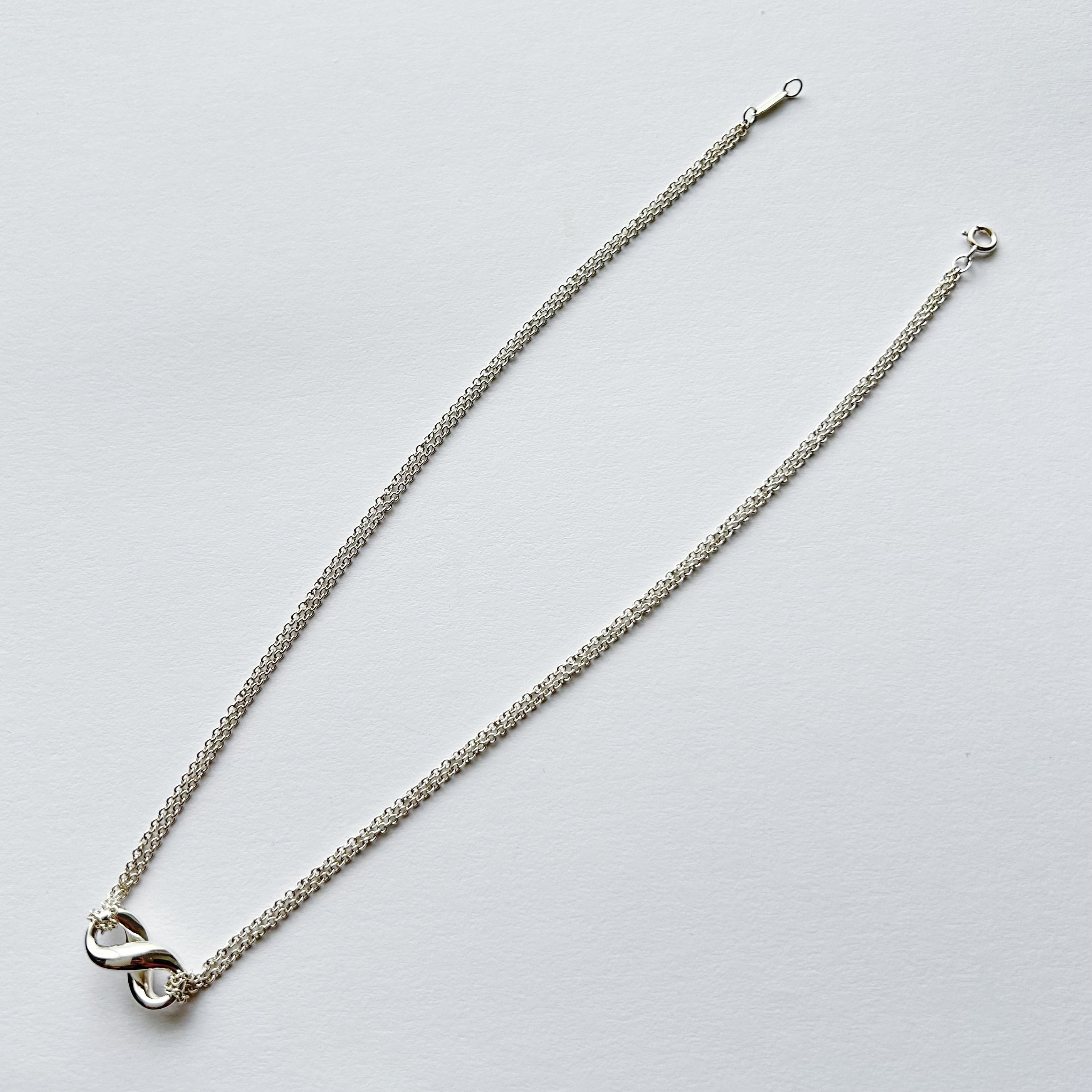 T7058】Tiffany&Co. infinity double chain necklace/silver925