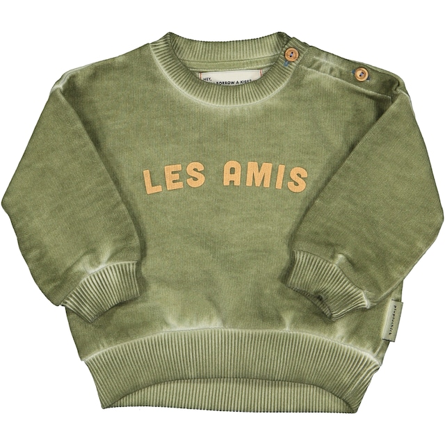 残り1点(12m)piupiuchick / "les amis" washed military green  sweatshirt / Baby