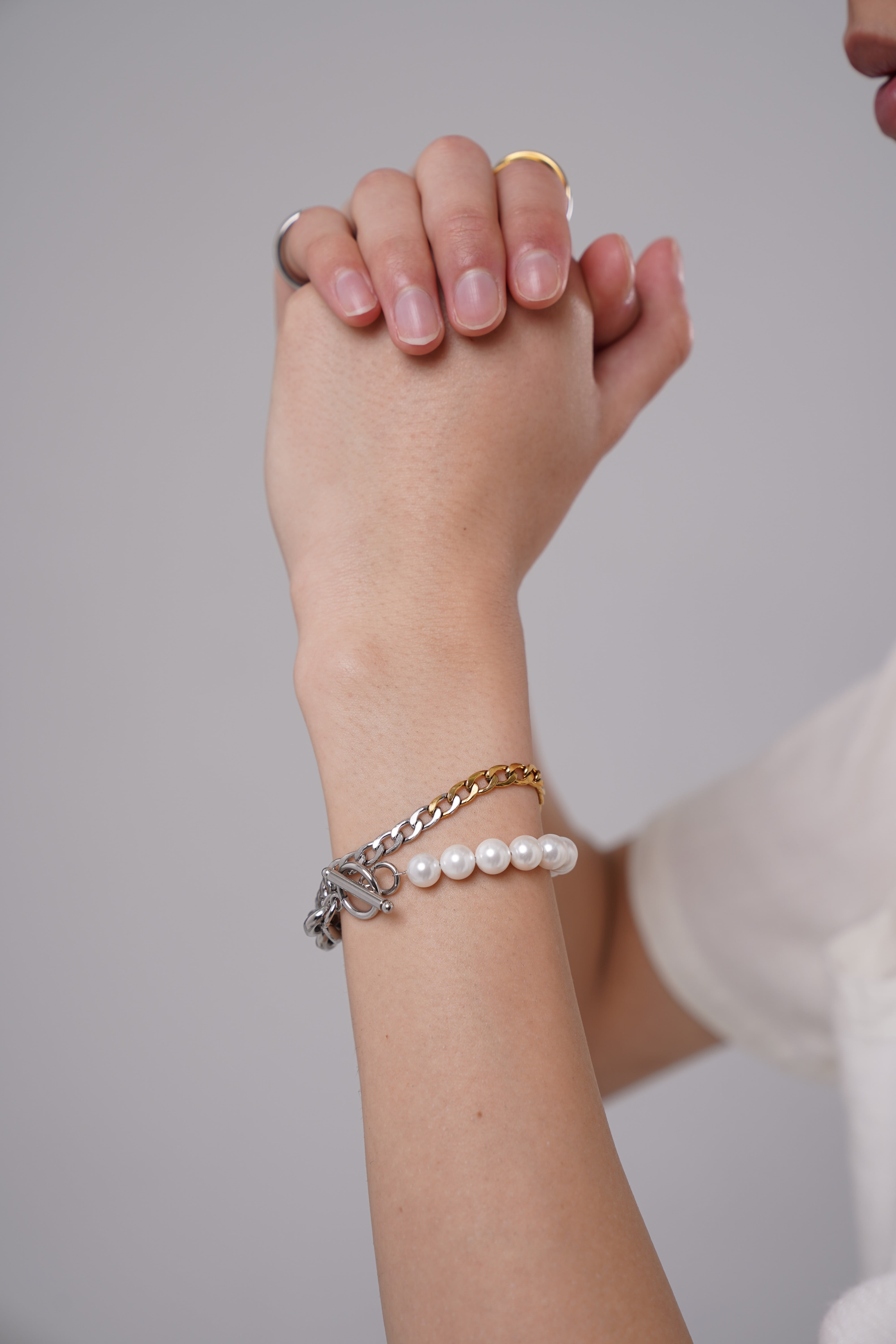 316L pearl chain bracelet【silver】#b54 | namuel