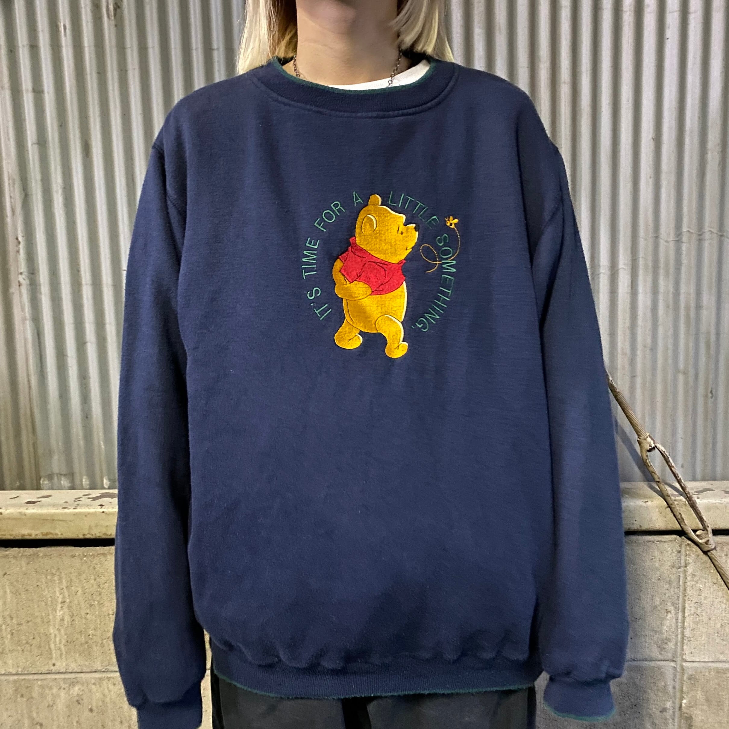 90年代 Pooh ディズニー プーさん キャラクター 刺繍 スウェットシャツ