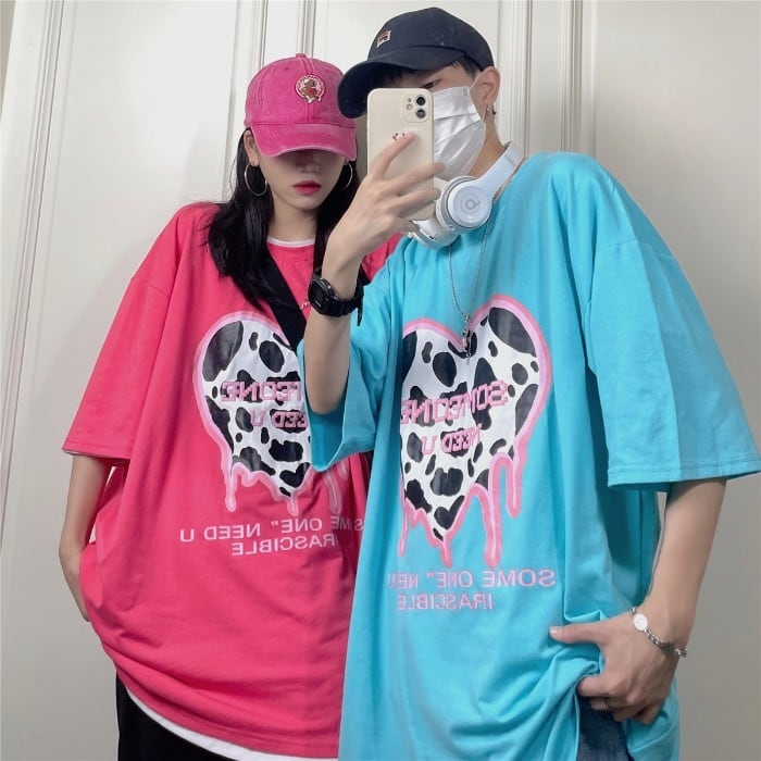 送料無料】KOREA サマープリントルーズTシャツ レディース 夏物 ✭韓国