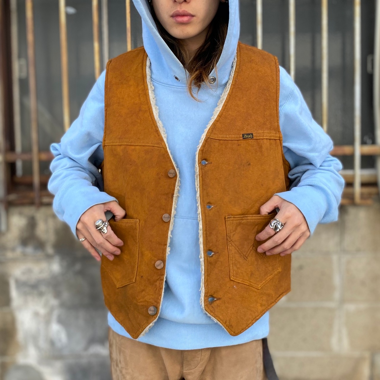 70年代 ビンテージ Wrangler ラングラー フェイクスエード ボアベスト 
