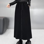 Stitch design loose vest and skirt set(ME026)