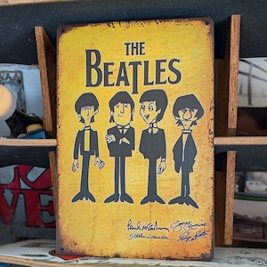 送料無料!ちょうどいいブリキ看板 【 The Beatles ( ビートルズ ) 】 METAL SIGN / メタルサイン / ブリキ看板 / サインボード / ビンテージ加工〚アメリカン雑貨 アメトイ〛