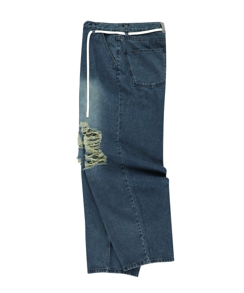 ★IVE ウォニョン着用★ LALAFOX DENIM CARGO PANTS 2カラー ☆IVE ウォニョン 着用!!【NIIER NOR】DAMAGED BALLOON DENIM