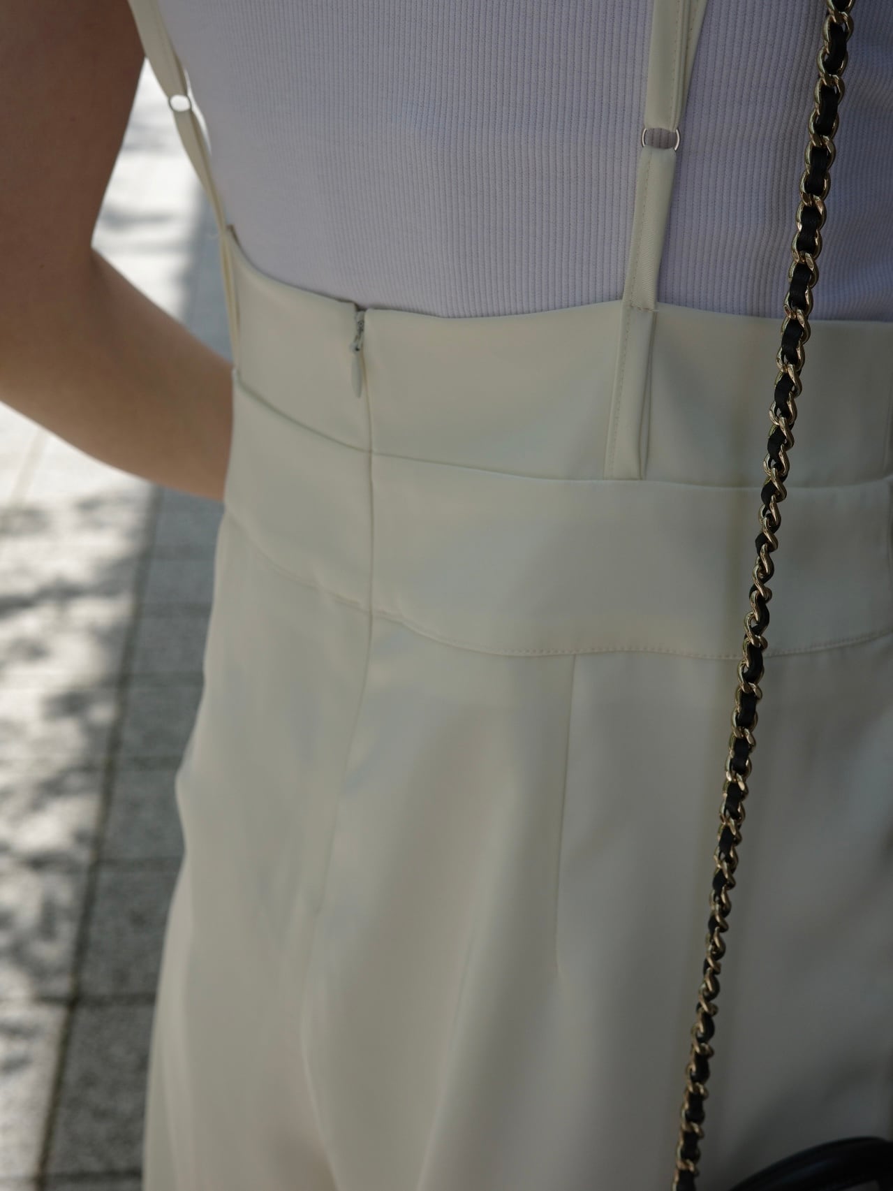 Satin salopette / ivory （即納商品） | moripon.