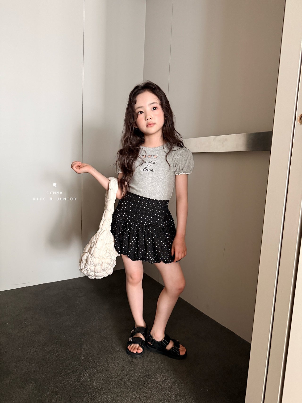 [COMMA] Dot Balloon Skirt (140/150) / [콤마] 도트벌룬스커트 (140/150)